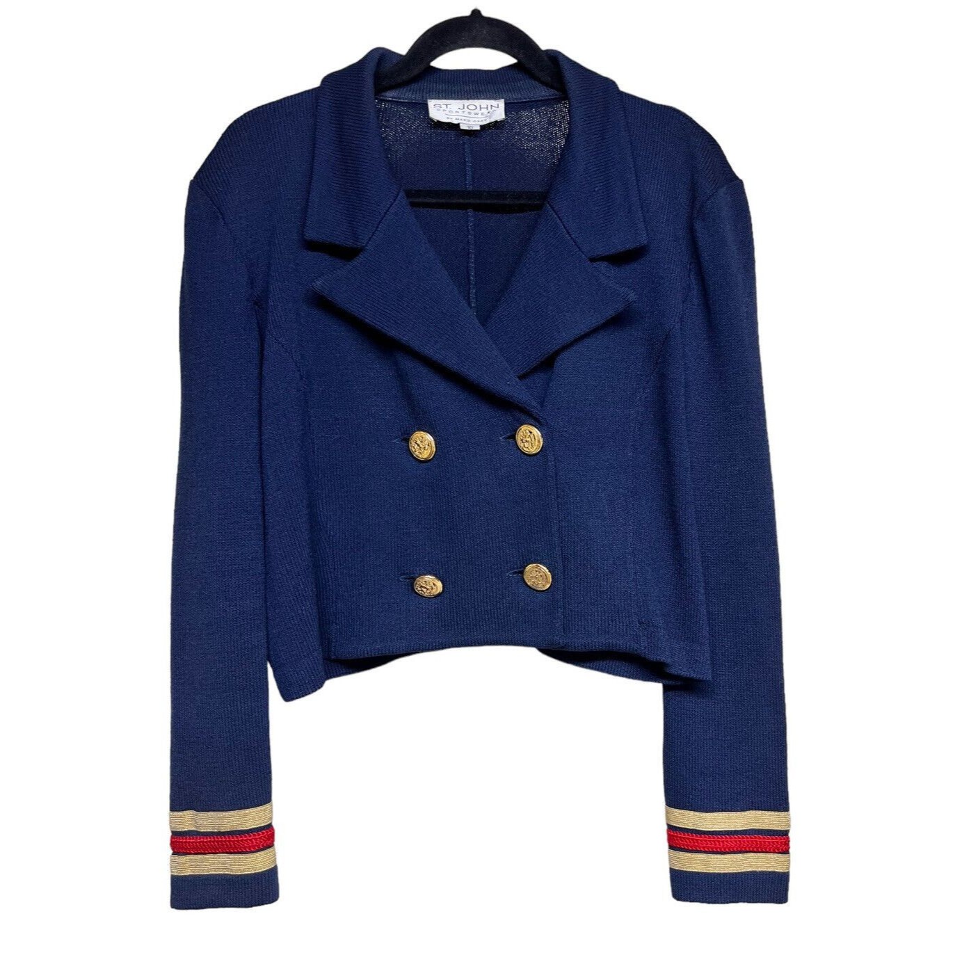 St. John Sportswear Knit Blazer Jacket Navy Blue Womenâs Size 10